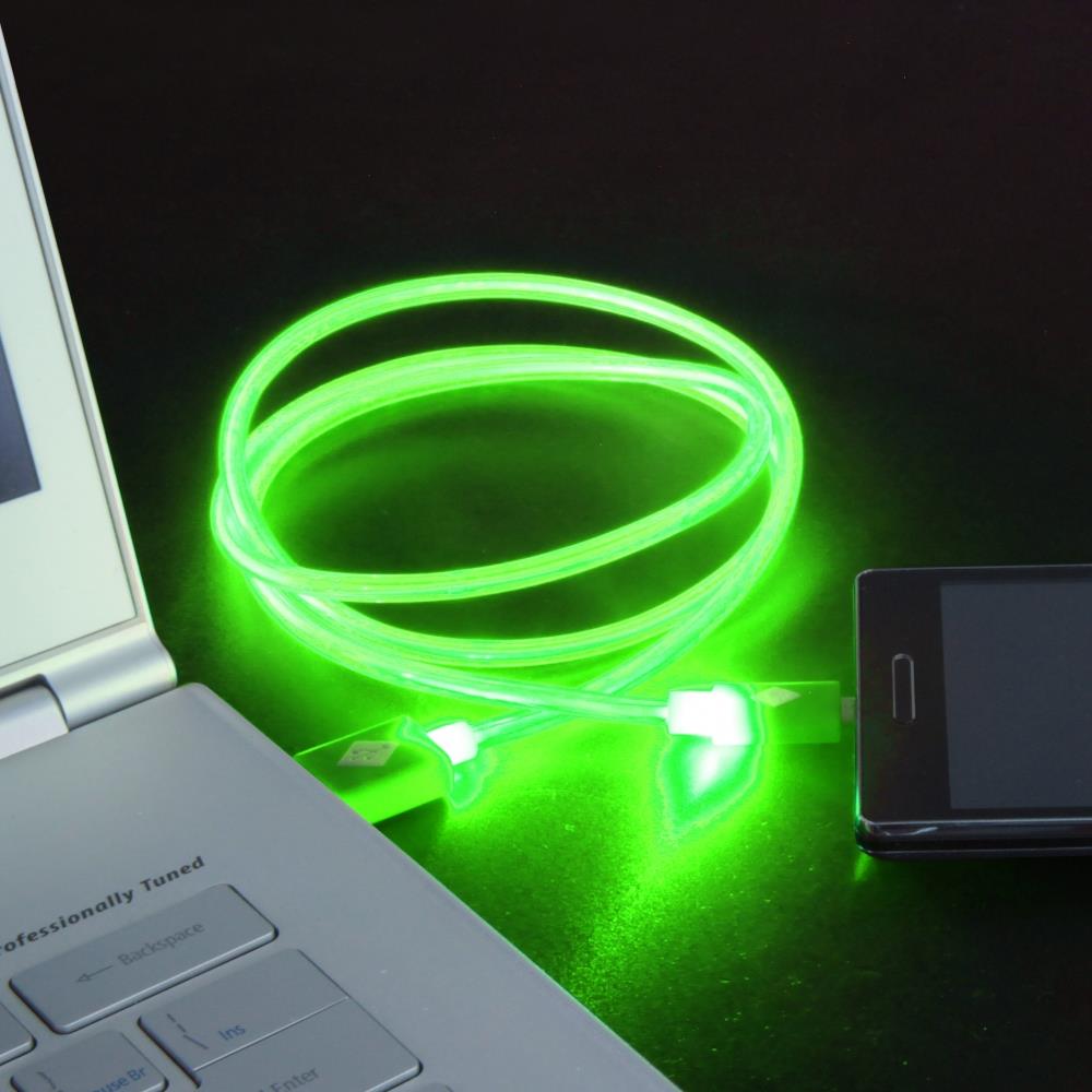 GT kabel USB pro iPhone 6/6s svÃ­tÃ­cÃ­ 1m zelenÃ½