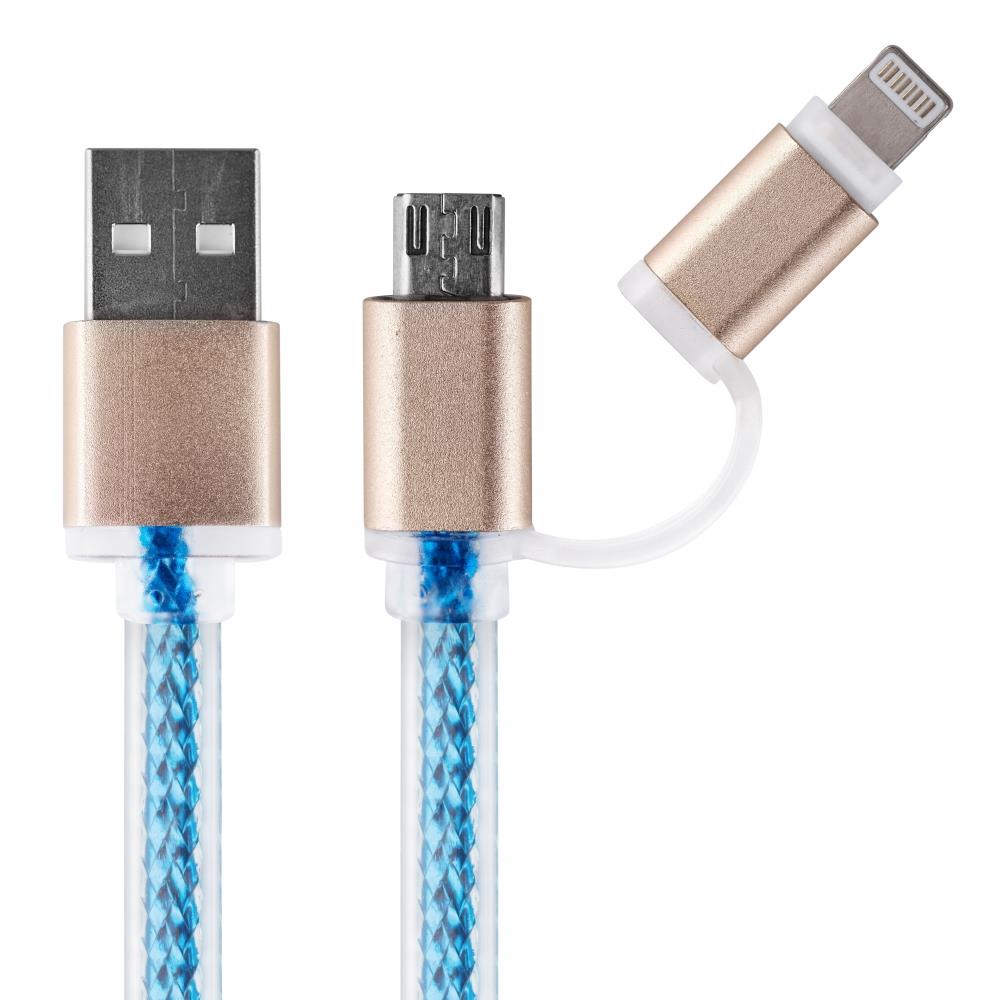 GT kabel Micro USB 2v1 pro iPhone 6/6s svÃ­tÃ­cÃ­ 1m