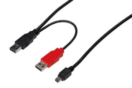 ASSMANN USB2.0 HighSpeed Splitter cable 2xUSB A M(plug)/miniUSB B(5pin) M(plug)