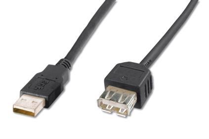 ASSMANN USB 2.0 HighSpeed Extension cable USB A M (plug)/USB A F (jack) 1,8m bla