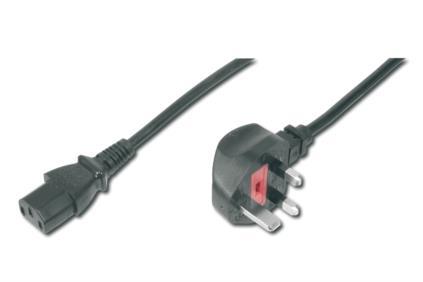 ASSMANN Power Cord Connection Cable UK angled M(plug)/IEC C13 F(jack) 1,8m black