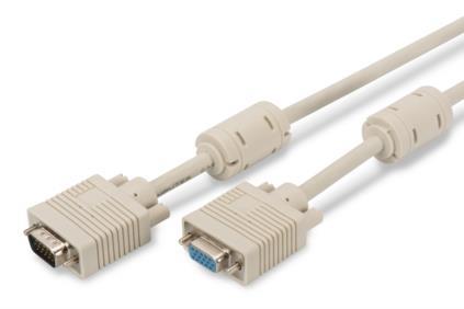 ASSMANN VGA Extension cable DSUB15 M (plug)/DSUB15 F (jack) 1,8m grey