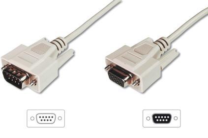ASSMANN RS232 Extension cable DSUB9 M (plug)/DSUB9 F (jack) 10m beige