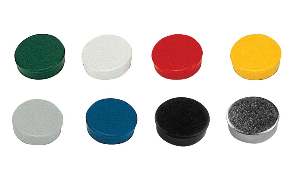 Magnety na tabuli BI-office, kulatÃ©, prÅ¯mÄr 30 mm, 10ks, rÅ¯znÃ© barvy
