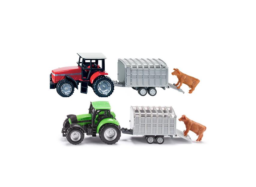Siku series 16 tractor with trailer for animals