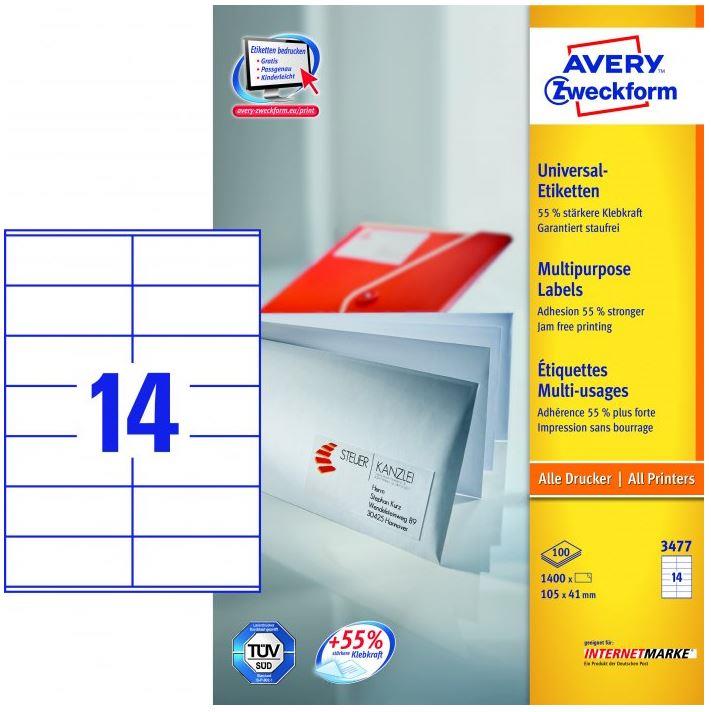 100 PCS/PKG General use labels: Avery Zweckform 105 x 41