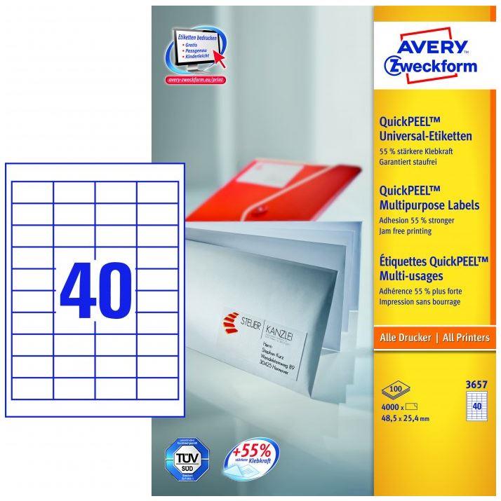 General use labels: Avery Zweckform 48.5 x 25.4