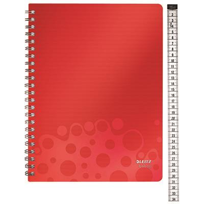 Notebook: Leitz Complete A4, graph paper, red