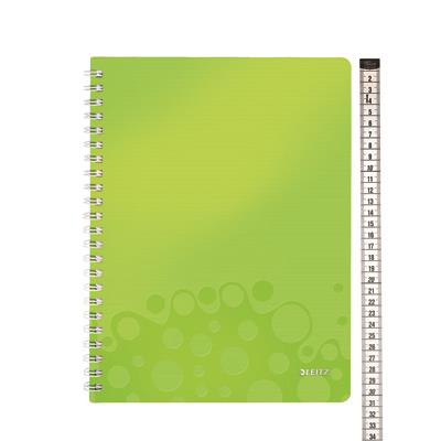 Exercise book, graph paper A4 PP Leitz WOW, green