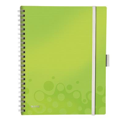 Notebook: with 3 "Be mobile" bookmarks Leitz WOW A4, graph paper, green