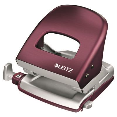 Punch: large size, metal Leitz Style, 10-year warranty, 30 sheets, dark red