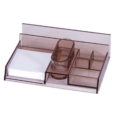 Desk organiser, multi-purpose, with a note cube, smoky