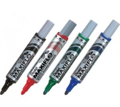 Marker pen with a push button priming the tip of the marker with ink, blue