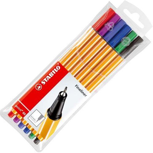 PACKAGE of 6 pcs Fineliner: Stabilo Point 88 assorted