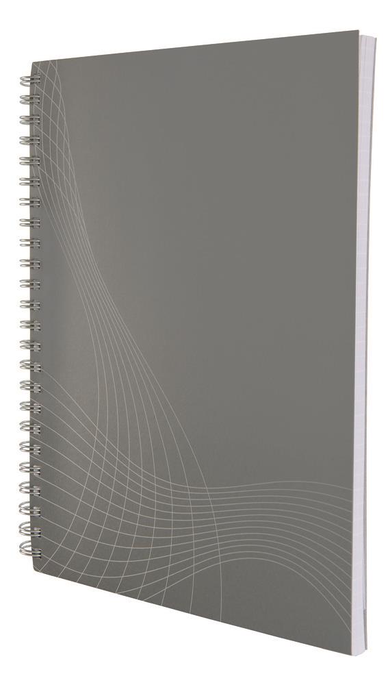 Spiral notepad Notizio; paper cover; light grey; line; 80 sheets; A5 grey