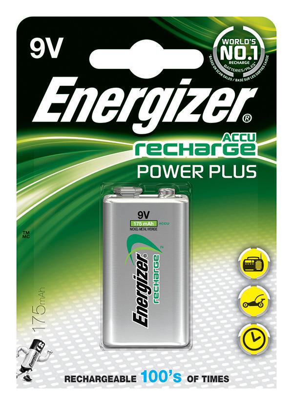NabÃ­jecÃ­ baterie, ENERGIZER Power Plus, E, HR22, 9V, 175mAh