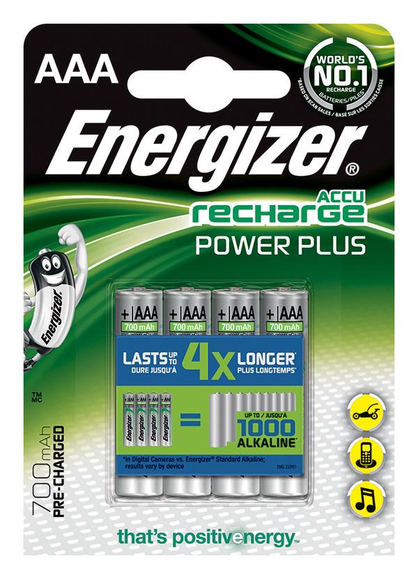 DobÃ­jecÃ­ baterie, ENERGIZER Power Plus, AAA, HR03, 1.2V, 700mAh, 4 ks
