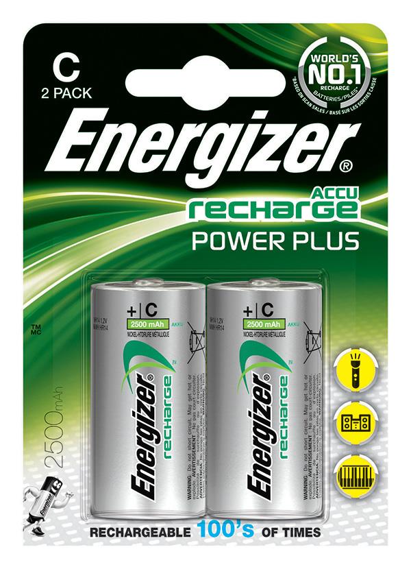 DobÃ­jecÃ­ baterie, ENERGIZER Power Plus, C, HR14, 1.2V, 2500mAh, 2 ks