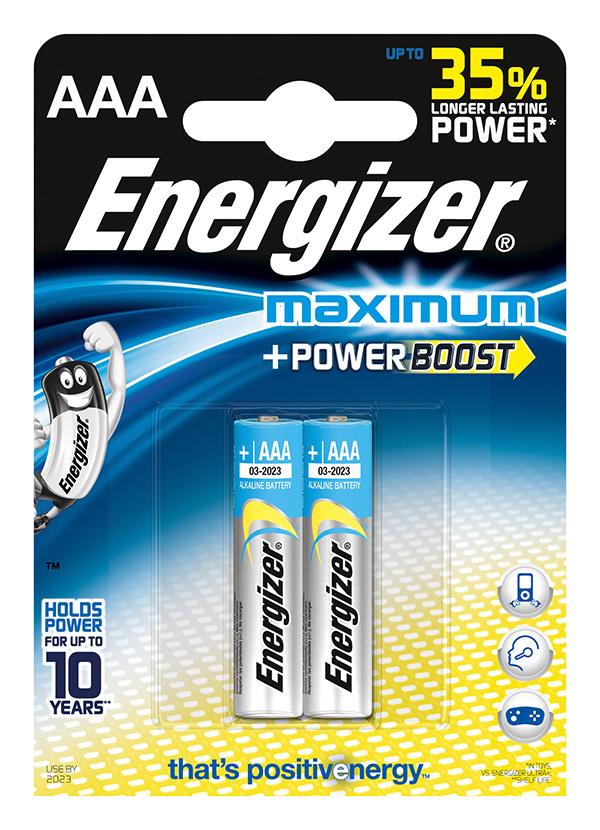 Baterie, ENERGIZER Maximum, AAA, LR03, 1,5 V, 2 ks