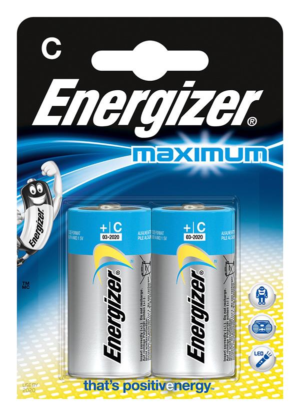 Baterie, ENERGIZER Maximum, C, LR14, 1,5 V, 2 ks