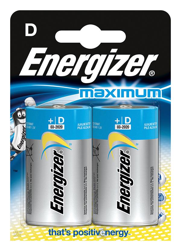 Baterie, ENERGIZER Maximum, D, LR20, 1,5 V, 2 ks