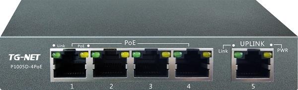 TG-Net Switch 5 10/100BaseT Ports (4 PoE, 1.25A)