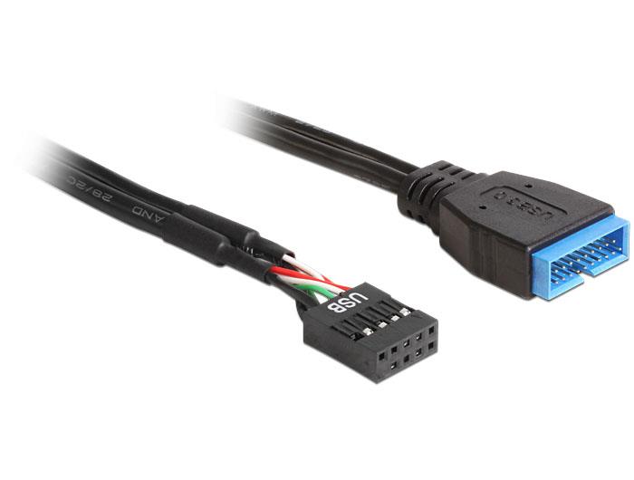 Delock kabel USB 2.0 pin header (F) > USB 3.0 pin header (M), 0.3m