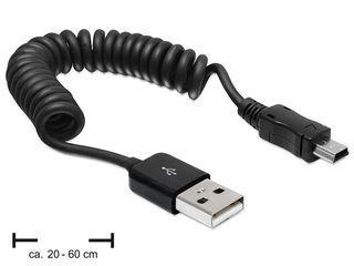 Delock USB 2.0 kabel AM-BM Mini, kroucenÃ½ 20-60cm