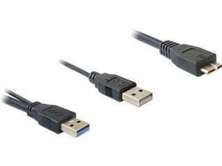 Delock kabel USB 3.0-AM -> USB 3.0-micro BM+ USB 2.0-AM, 20 cm, ÄernÃ½