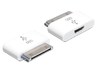 Delock adaptÃ©r IPhone / IPad 30 pin male > USB micro-B samice, bÃ­lÃ½
