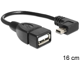 Delock adaptÃ©r USB mini samec 90'' > USB 2.0-A samice OTG 16 cm