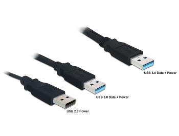 Delock kabel USB 3.0-A samec > USB 3.0-A samec + USB 2.0-A samec, ÄernÃ½