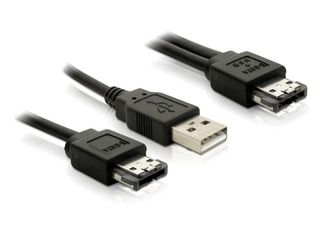 Delock kabel Power Over eSATA Y samec -> USB + eSATA samec, 1m