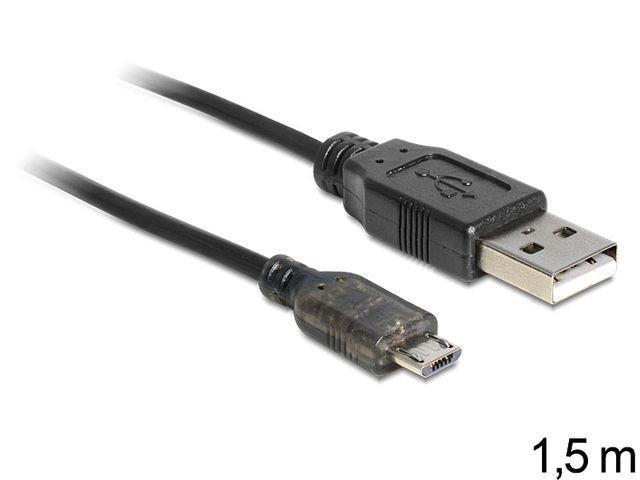 Delock kabel USB micro AM-MBM5P 2.0 + LED indikÃ¡tor napÃ¡jenÃ­ 1.5M