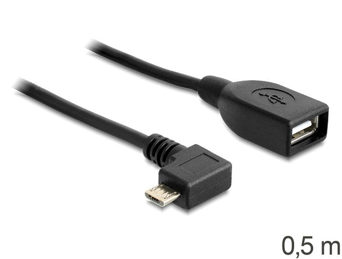 Delock USB kabel micro-B male > USB 2.0-A (F) OTG, 50 cm, ÃºhlovÃ½