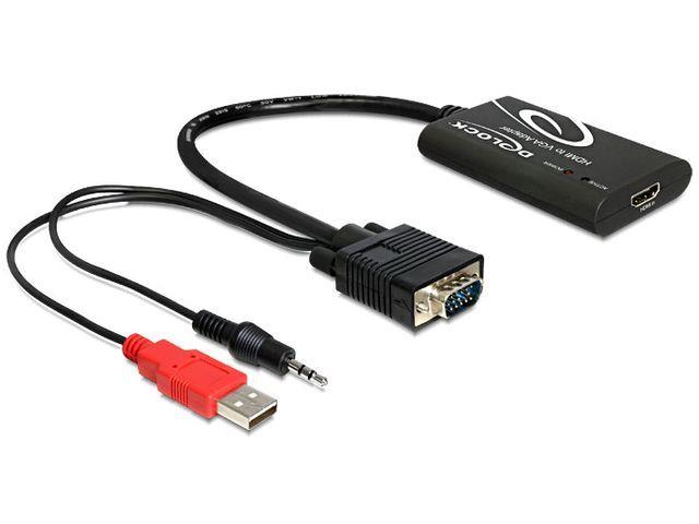 Delock adaptÃ©r HDMI(F)->VGA(M) + audio Jack 3,5mm + napÃ¡jecÃ­ USB