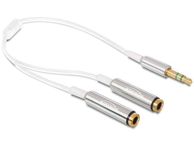 Delock kabel audio stereo jack (M) 3.5 mm>2xStereo jack (F) 3pinovÃ½ 25cm,bÃ­lÃ½