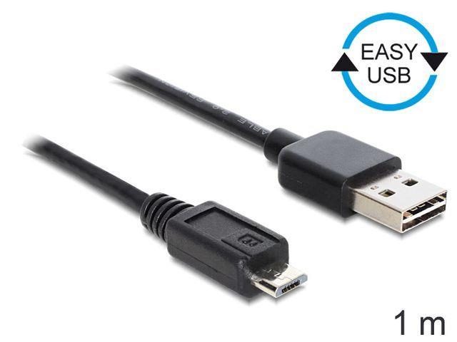 Delock kabel EASY-USB 2.0-A (M) > USB 2.0 micro-B (M) 1 m, ÄernÃ½