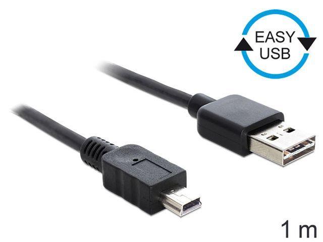 Delock kabel EASY-USB 2.0-A (M) > USB 2.0 mini (M) 1 m, ÄernÃ½