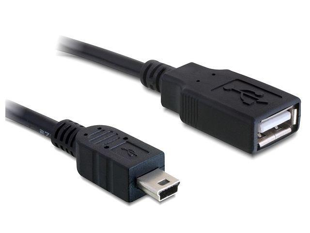 Delock kabel USB 2.0-A (F) > mini USB (M) 0,5 m, ÄernÃ½