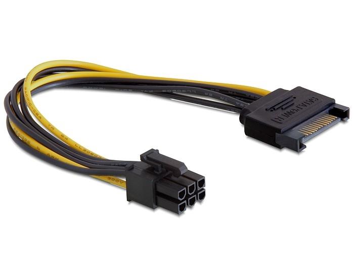 Delock napÃ¡jecÃ­ kabel SATA (M)-> PCI Express 6-pin, 0,21m
