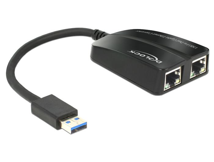 Delock adaptÃ©r USB 3.0 > 2 x Gigabit LAN 10/100/1000 Mb/s