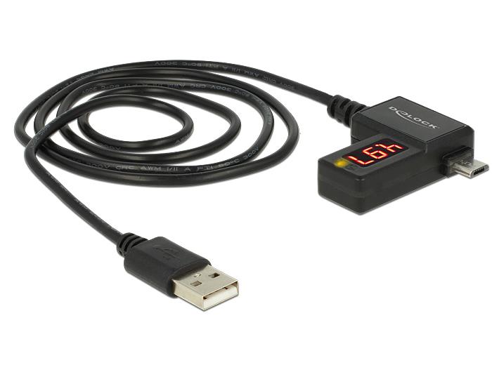 Delock kabel USB 2.0 A samec > Micro-B samec s LED indikÃ¡torem pro Volt/Amper