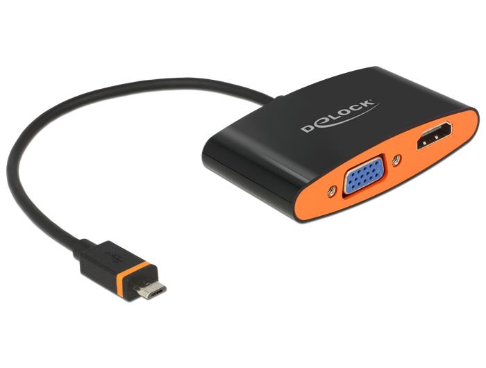 Delock adaptÃ©r SlimPort / MyDP (M) > HDMI / VGA (F) + Micro USB (F)