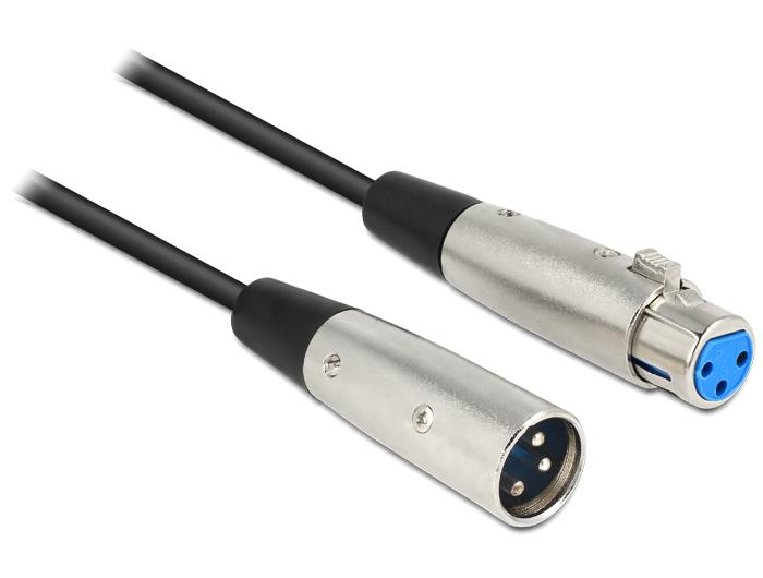 Delock kabel XLR (M) > XLR (F) 3 pin, 3m, ÄernÃ½