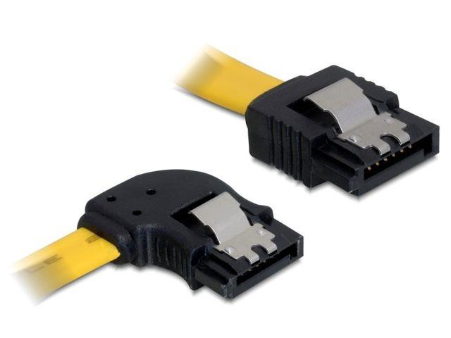 Delock Cable SATA 6 Gb/s male straight> SATA male left angled 70 cm yellow metal
