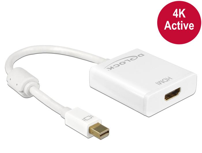 Delock Adapter mini Displayport 1.2 samec > HDMI samice 4K Active bÃ­lÃ½