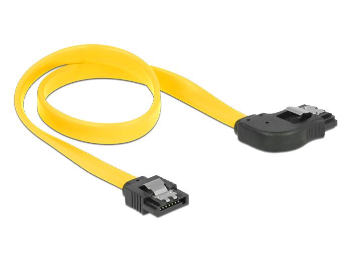 Delock Cable SATA 6 Gb/s male straight > SATA male right angled 70 cm yellow met