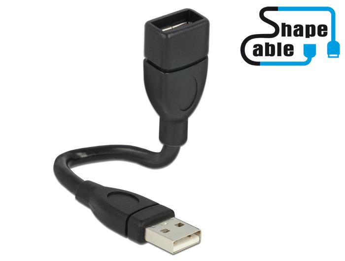 Delock Cable USB 2.0 A male > USB 2.0 A female ShapeCable 0.15 m