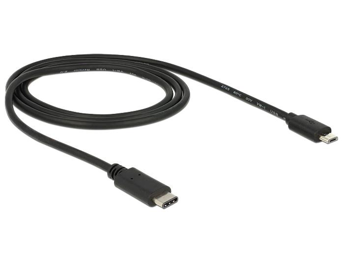 Delock Cable USB Type-Câ¢ 2.0 male > USB 2.0 type Micro-B male 1m black